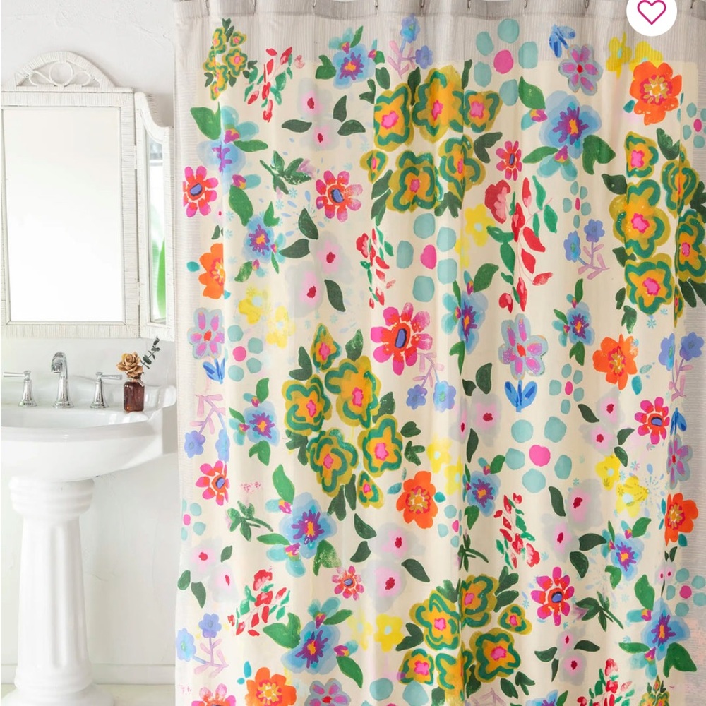 Floral Shower Curtain with Multicolor Design